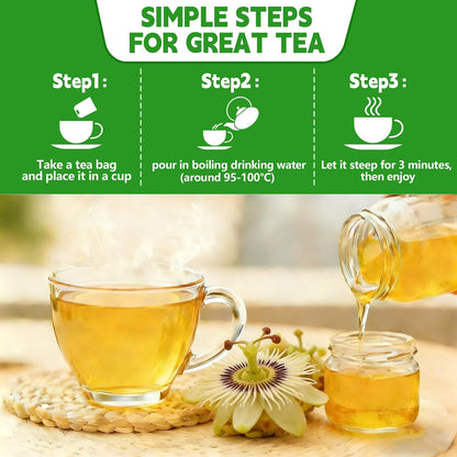 Passion Flowers Tea Bags-120 Teabags, 2g/Bag, Made with 100% Natural Passion Flowers. Caffeine-Free | Sugar-Free | Gluten-Free | Vegan. Eco-Friendly Tea Bags