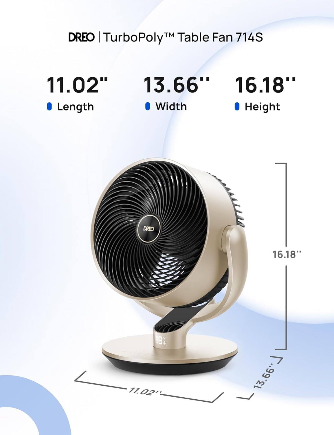 DREO 16 Inch 20dB Quiet Smart Fans for Bedroom, DC Room Fan with Remote, 120°+120° Oscillating Fan, 6 Modes, 9 Speeds, 12H Timer,Works Alexa/Google/WiFi/Voice Control, Silver, Oversize (DR-HAF004S)