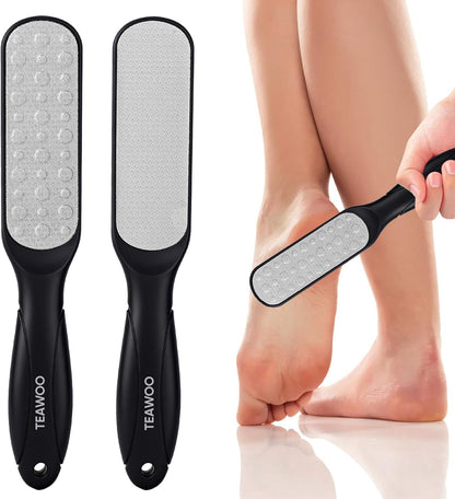 TEAWOO Double Sided Foot File and Callus Remover, Stainless Steel Waterproof Foot Scraper and Foot Rasp for Dead Skin & Hard Heels, 2-in-1 Pedicure Tools for At Home Foot Care