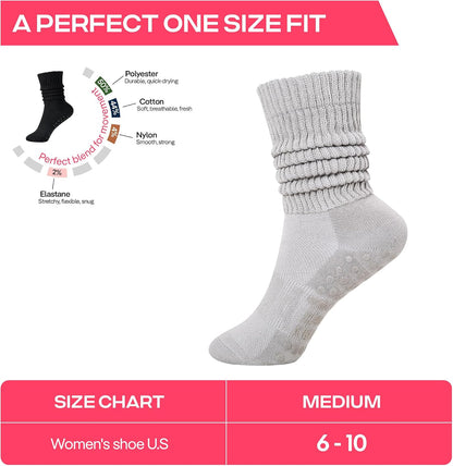 COOLMATE Pilates Socks with Grips for Women, Yoga Socks, Crew Non Slip Women for Barre, Pilates Gifts for Women - Colors B