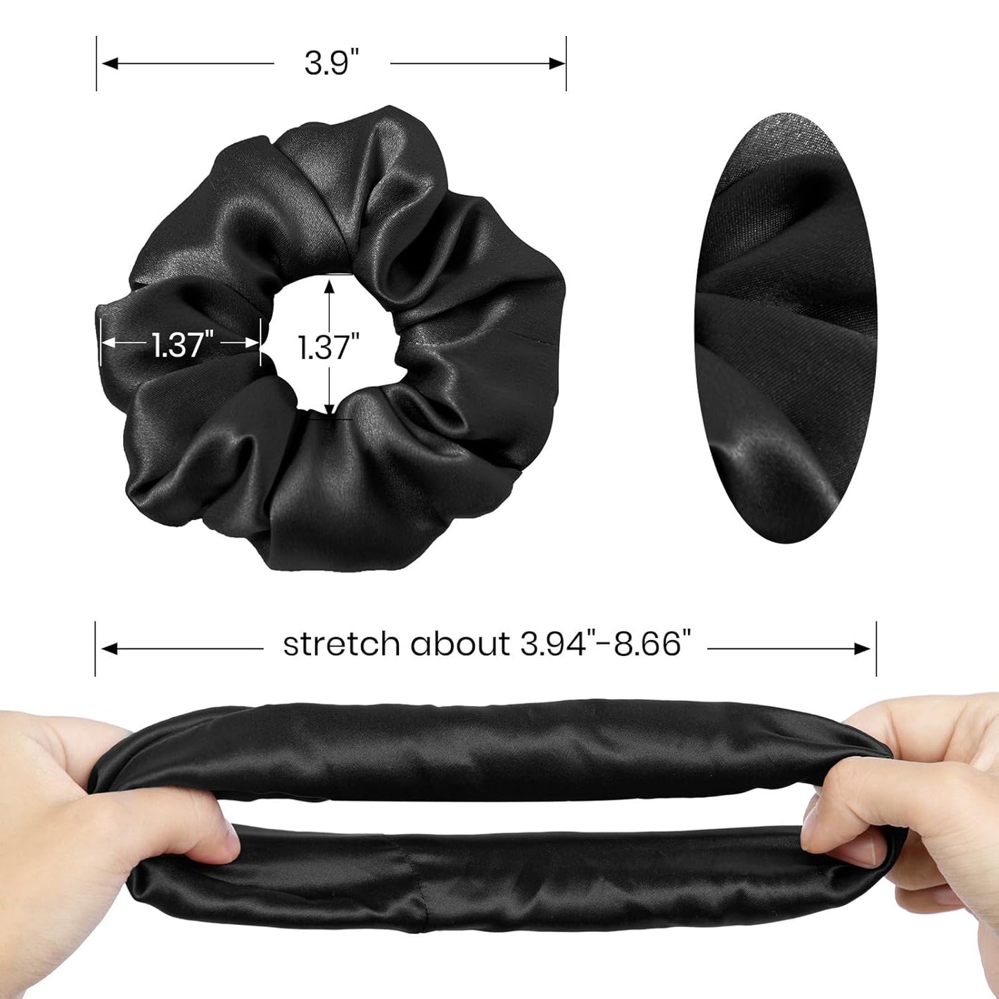 LILYSILK Silk Hair Scrunchies / Ties for Frizz & Breakage Prevention, 100% Mulberry, No Damage, Elastic ponytail Holders, 1Pc, Coffee - Colors A