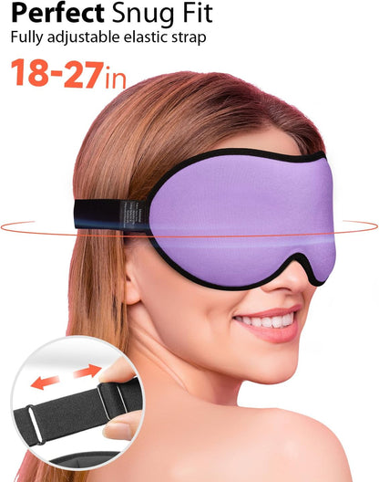 MABAO Weighted Sleep Mask - 100% Blackout Eye Mask for Sleeping for Women Men, 3D Contoured for Lash Extension, Zero Eye Pressure Memory Foam Cover, Soft Gentle Pressure Blindfold for Travel - Black