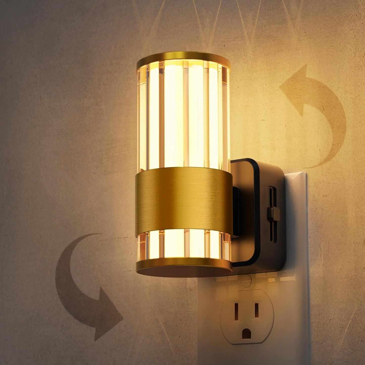 L LOHAS LED Night Light, Dimmable Night Lights Plug into Wall, Automatic Night Lights Plug in with Auto Light Sensor,Adjustable Brightness Amber LED Night Light, for Bedroom Hallway Home Decor