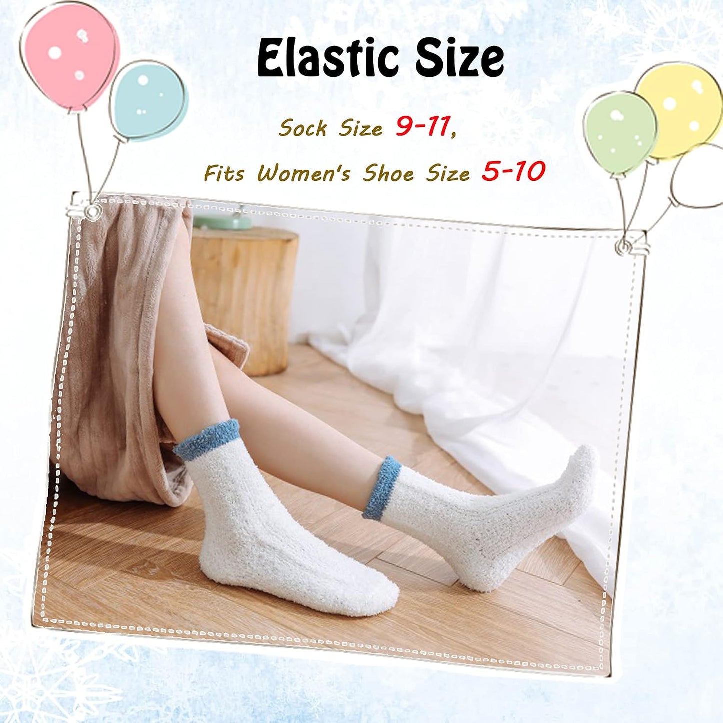 LANLEO 5/6 Pairs Womens Super Soft Fuzzy Plush Warm Winter Home Sleeping Slipper Socks