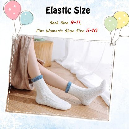 LANLEO 5/6 Pairs Womens Super Soft Fuzzy Plush Warm Winter Home Sleeping Slipper Socks