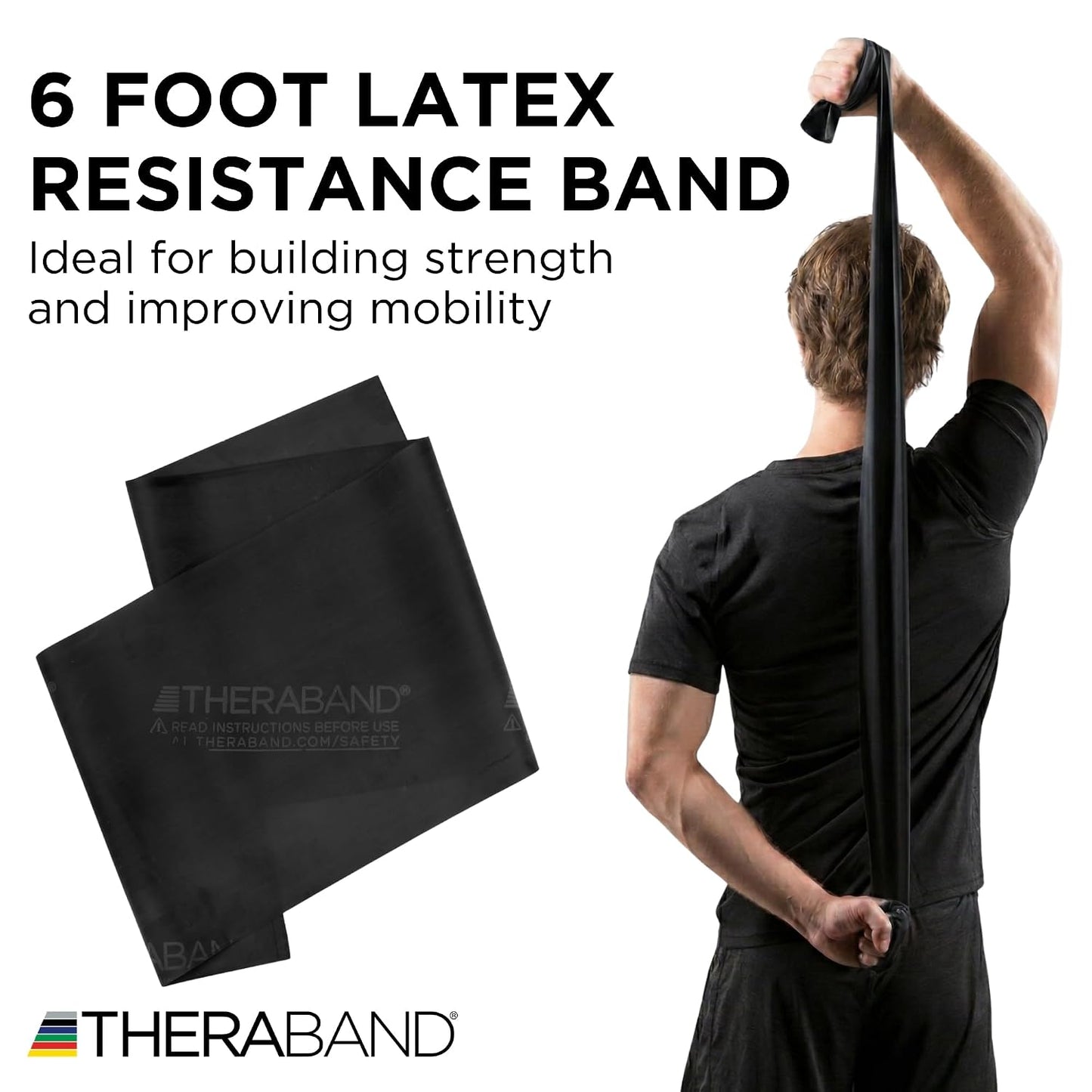 THERABAND Professional Resistance Bands Set, 7 Pack 6 ft Exercise Bands for Working Out, Stretch Bands for Physical Therapy, Pilates & Full Body Workout, Levels 1–7
