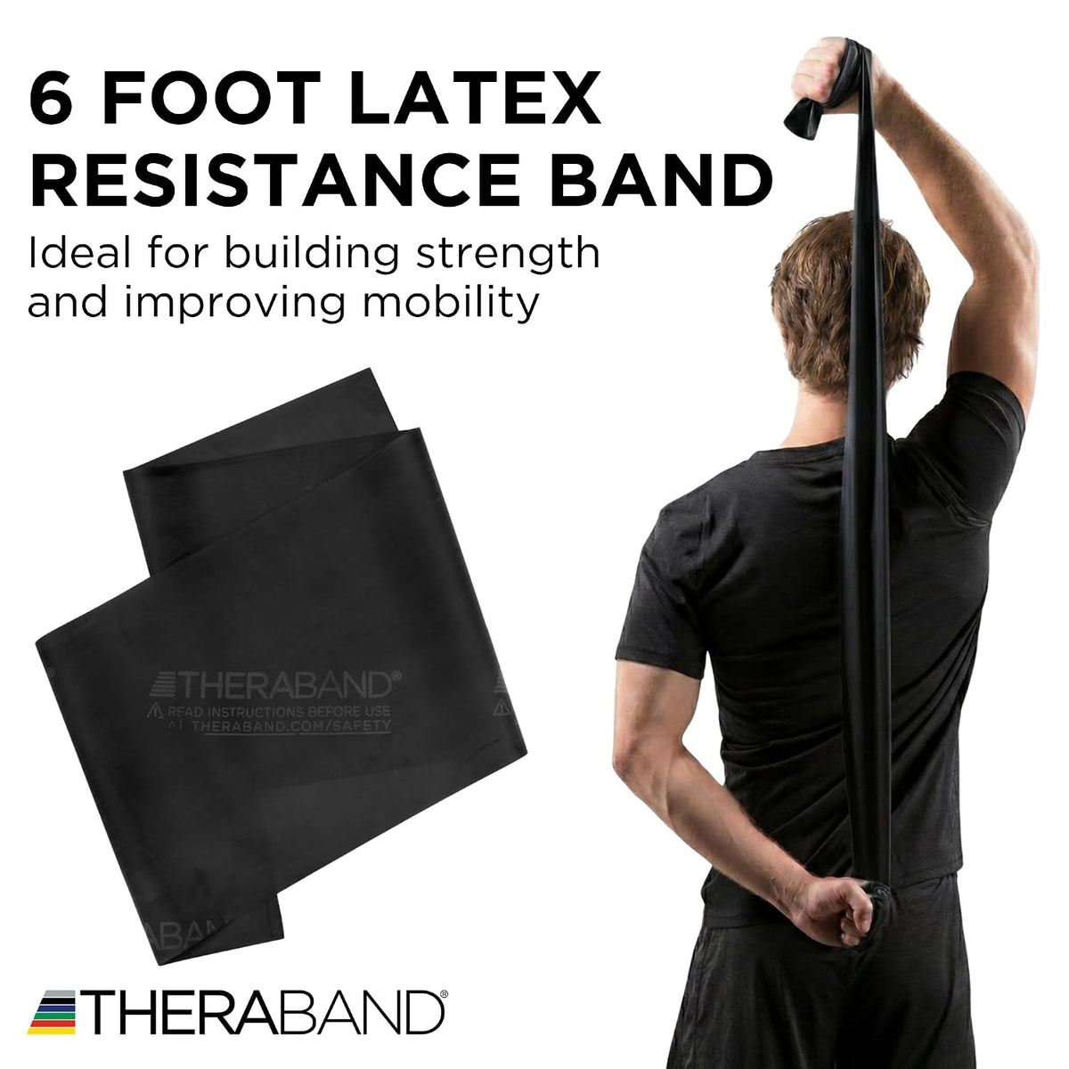 THERABAND Professional Latex Resistance Band Set, Pack of 7, 6 Ft