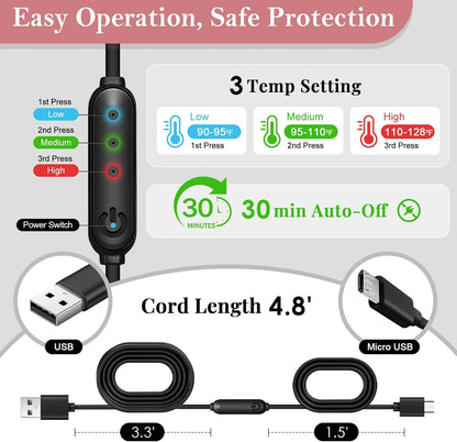 Silk Heated Eye Mask, USB Corded Electric Face Heating Pad for Sinus Pressure Relief, Warm Eye Compress for Dry Eyes, Stye and Tension Headache with 3 Temp Settings & 30-Min Auto Off, Forest Green