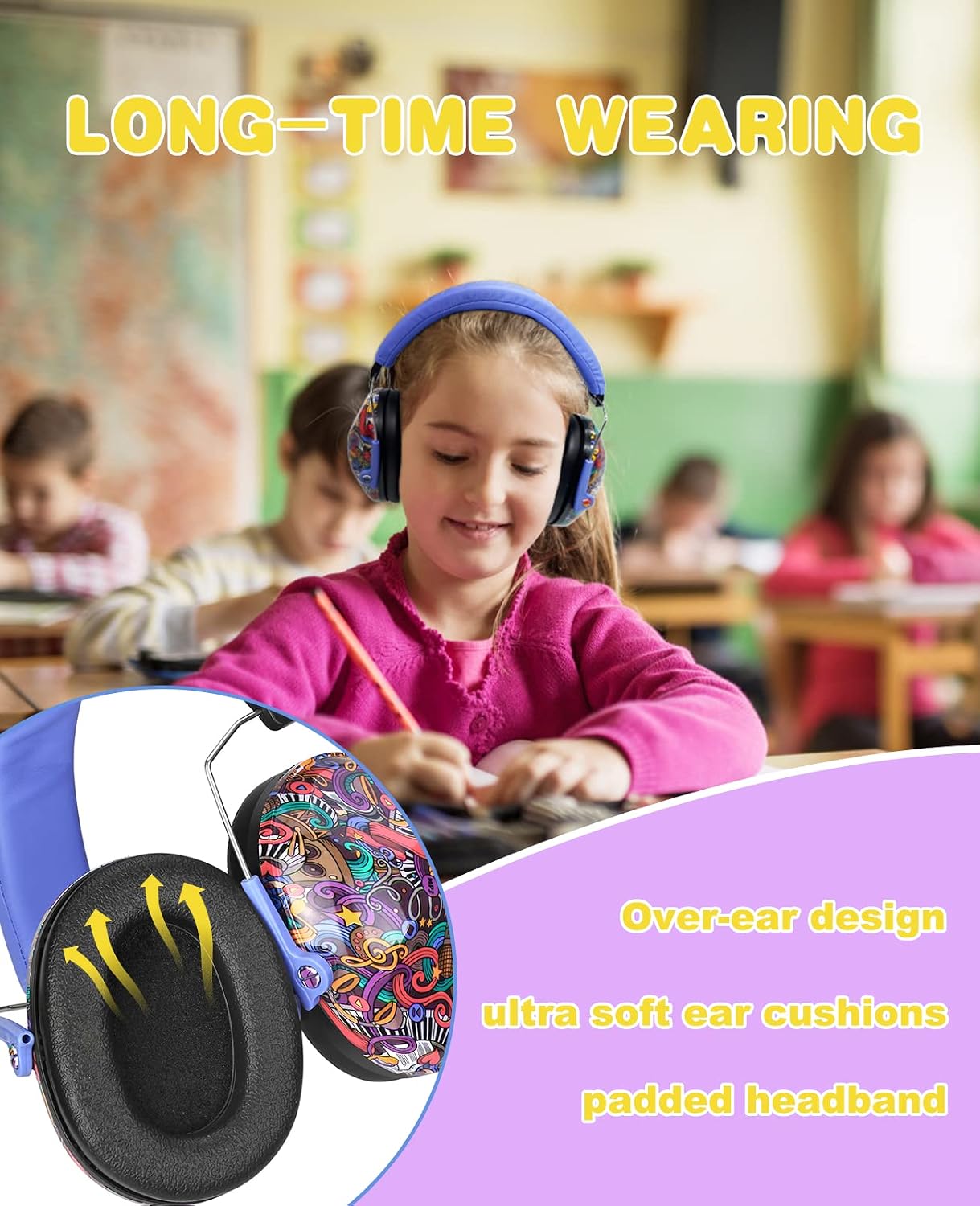 PROHEAR 032 Kids Ear Protection – Ear Muffs for Noise Reduction, 25NRR Noise Cancelling Headphones for Kids,Toddlers, Autism, Sensory Use, Hearing Protection – Orange