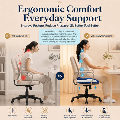 Seat Cushions for Office Chairs Wheelchair Cushion for Long Sitting Back Pain，Memory Foam Seat Car Computer Desk Chair Cushion，Coccyx Cushion for Tailbone Pain Relief Cushion Office Chair Black
