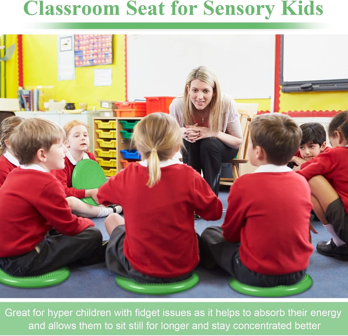 10 Pcs Wobble Cushion Wiggle Seat for Sensory Kid Flexible Seating Promotes Active Learning Improves Student Productivity Stability Inflated Balance Disc Pad with Air Pump for Classroom