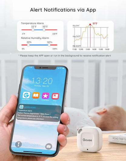 Govee Smart Bluetooth Thermometer Hygrometer H5074, Mini Humidity Sensor