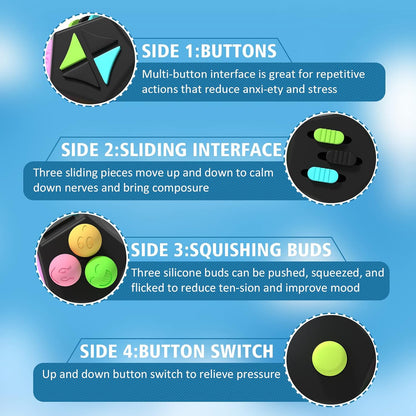 Fidget Dodecagon-12 Sided Fidget Toy Stress Relief Cube for Children and Adults, Silent Compact Classroom Gifts Stocking Stuffers for Teen Boys, Kids(B3 Blue Sky)