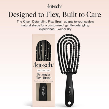 Kitsch Hair Brush Detangler – Flexi Flow Hair Brush for Women, Men & Kids | Detangling Brushes for Curly Hair with Bendable Frame, Bounce Curl Defining Brush for Wet or Dry Strands - Soft Violet