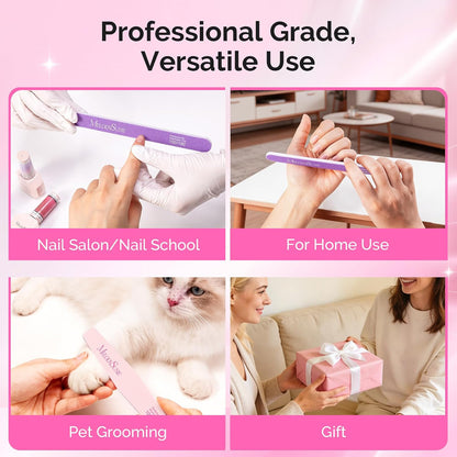 MelodySusie 16Pcs Professional Nail Buffer Kit,Nail Files and Buffers,Nail Buffer Block,Nail Brush, Nail File Buffers Kit for Natural Nails,DIY,Home Use,Salon（100/180 Grit）