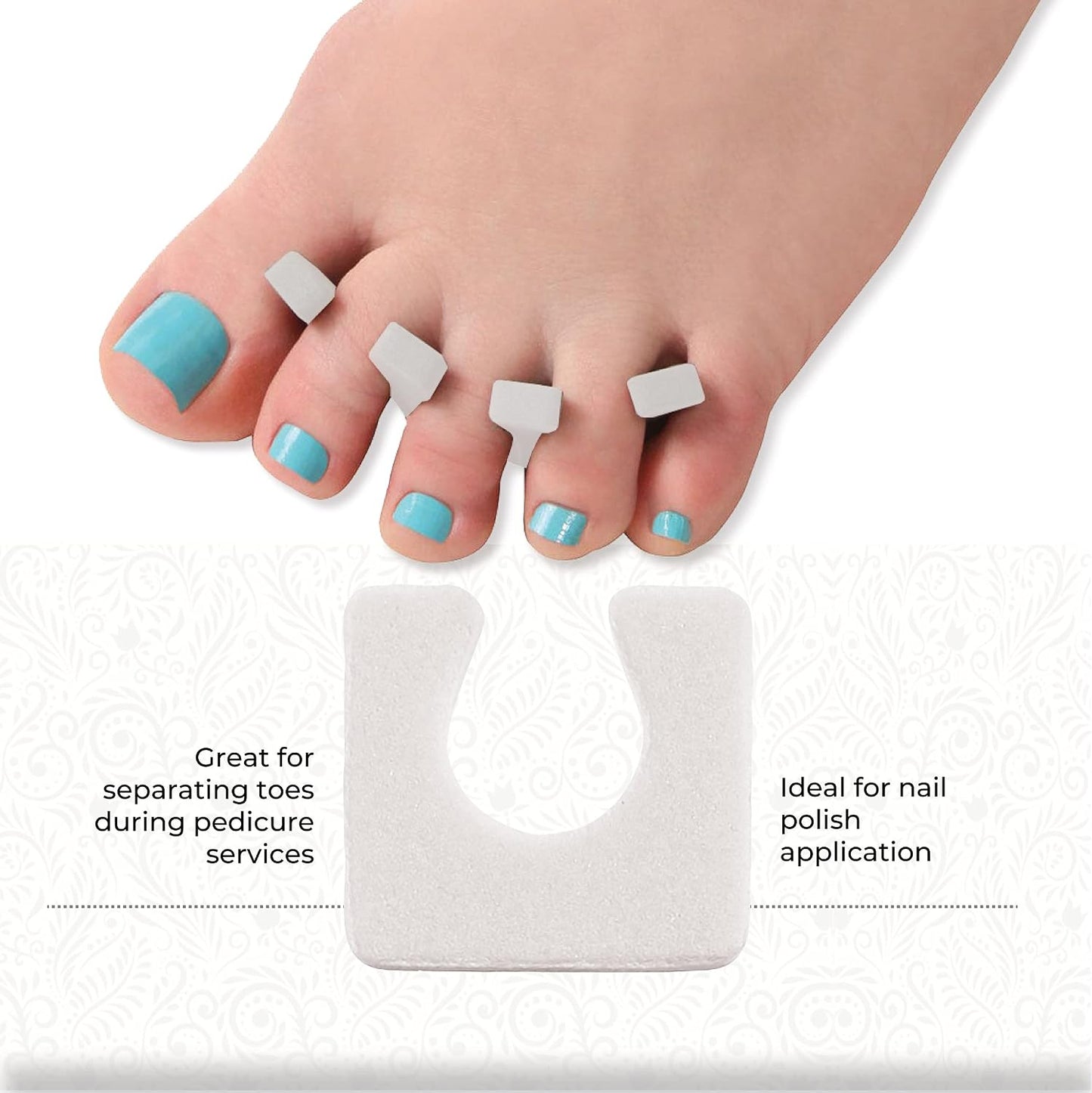 ForPro Sole Toe Separators - Black Luxurious Foam Separators - Individual Toe Separators for Pedicures â€“ 144-Count