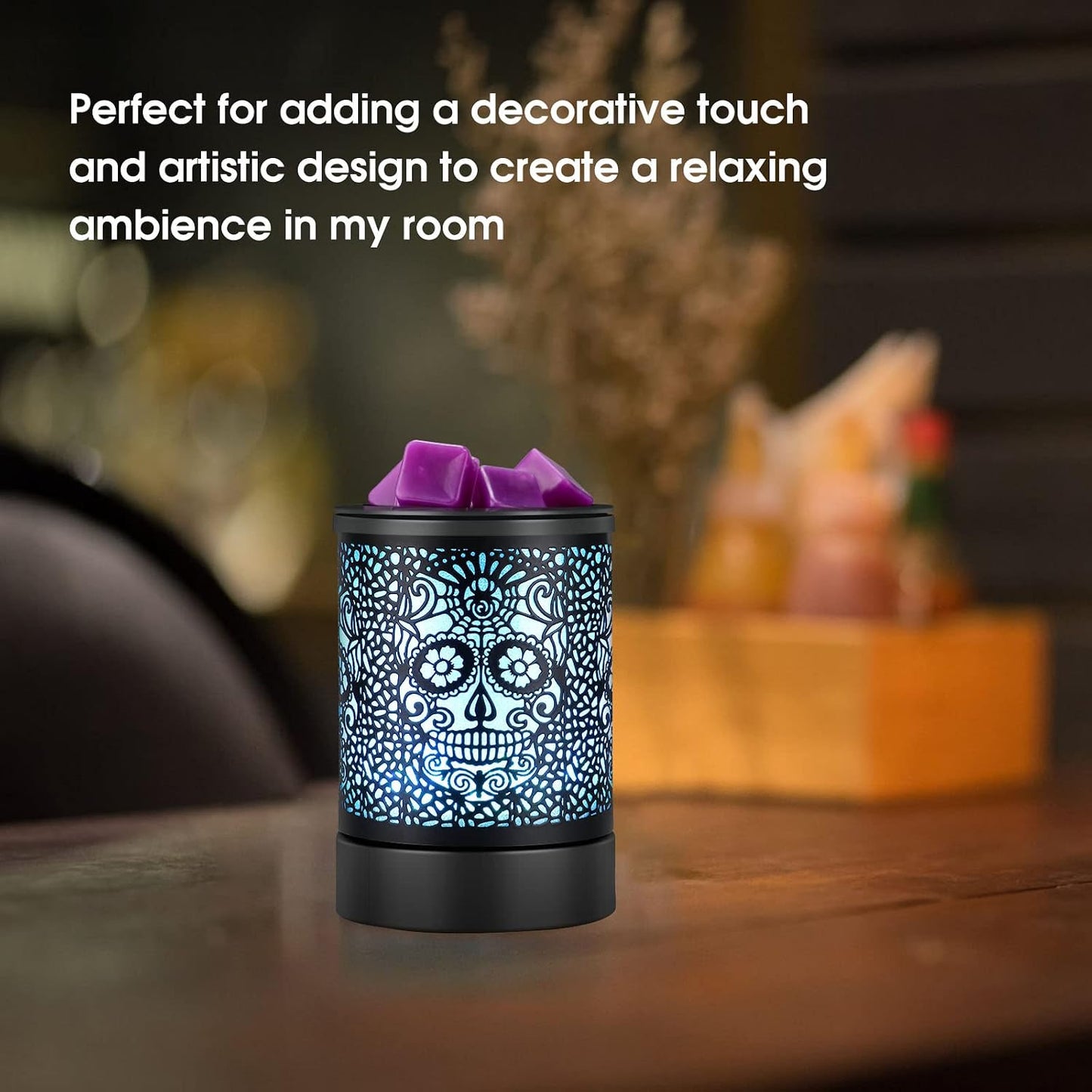 Enaroma Fragrance Wax Melts Warmer with 7 Colors LED Changing Light Classic Black Forest Design Scent Oil Candle Warmer for Home Black Forest