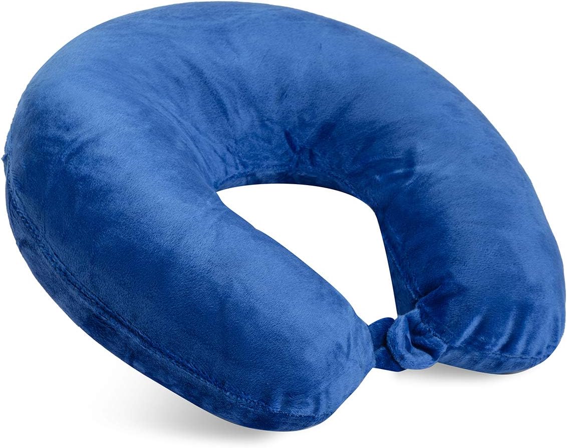 Wolf Essentials Adult Fleece Travel Neck Pillow for Airplane, Charcoal