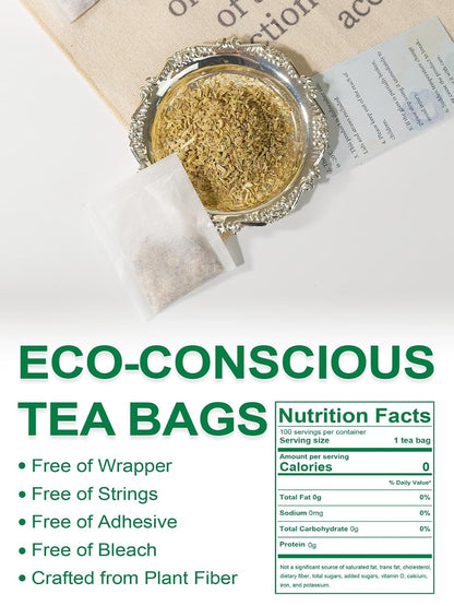TeeLux Fennel Tea Bags, Natural Fennel Seed Tea, Caffeine Free, 100 Count