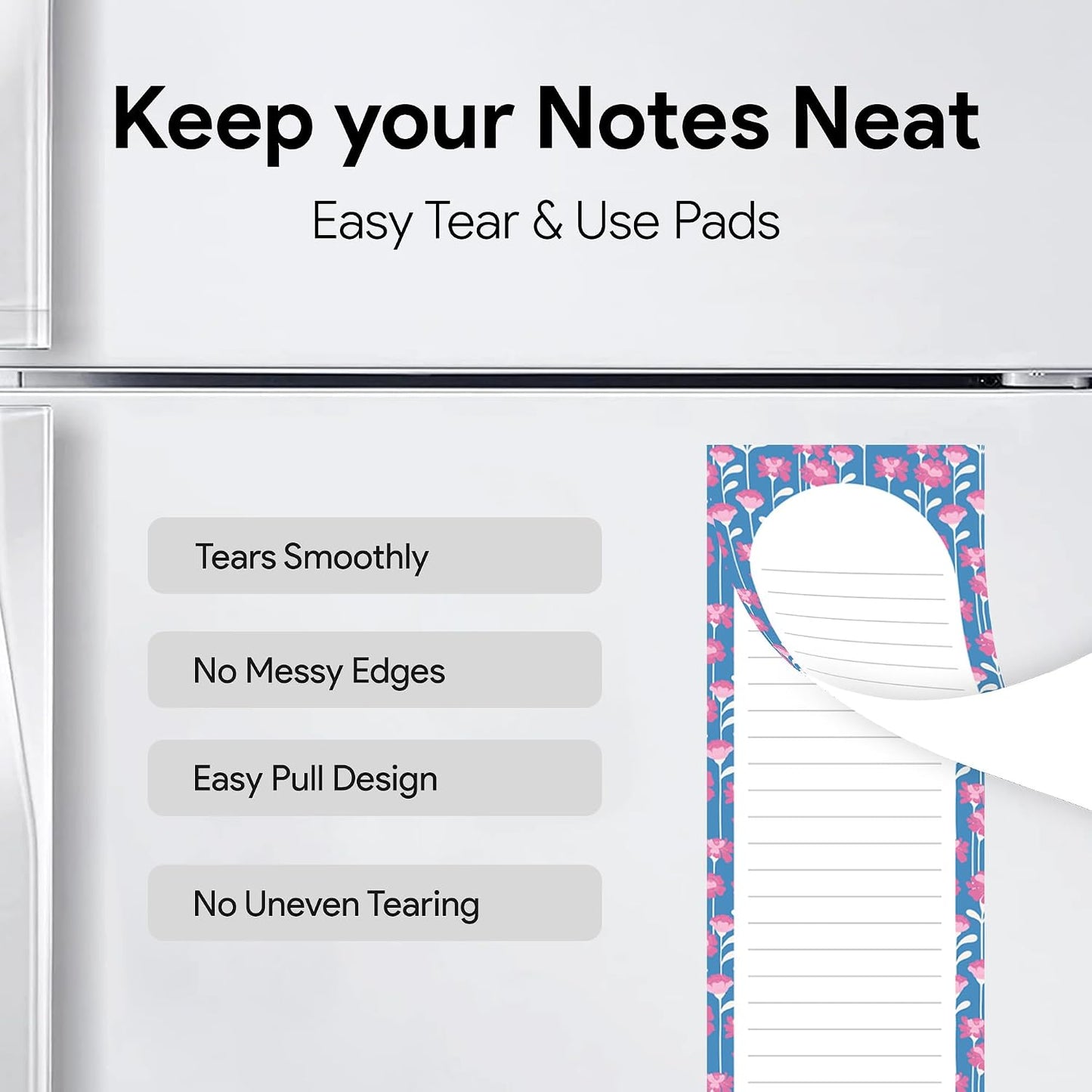8 Magnetic Notepads – Notepads for Grocery List, Shopping List, To-Do List, Reminders -Strong Magnetic Back- Memo Notepad with Realistic Fruit Designs | 25 Sheets per Pad 7.5 x 3.5 inch (8 Pack)