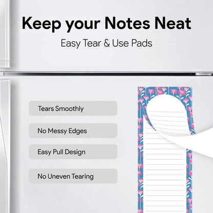 8 Magnetic Notepads – Notepads for Grocery List, Shopping List, To-Do List, Reminders -Strong Magnetic Back- Memo Notepad with Realistic Fruit Designs | 25 Sheets per Pad 7.5 x 3.5 inch (8 Pack)