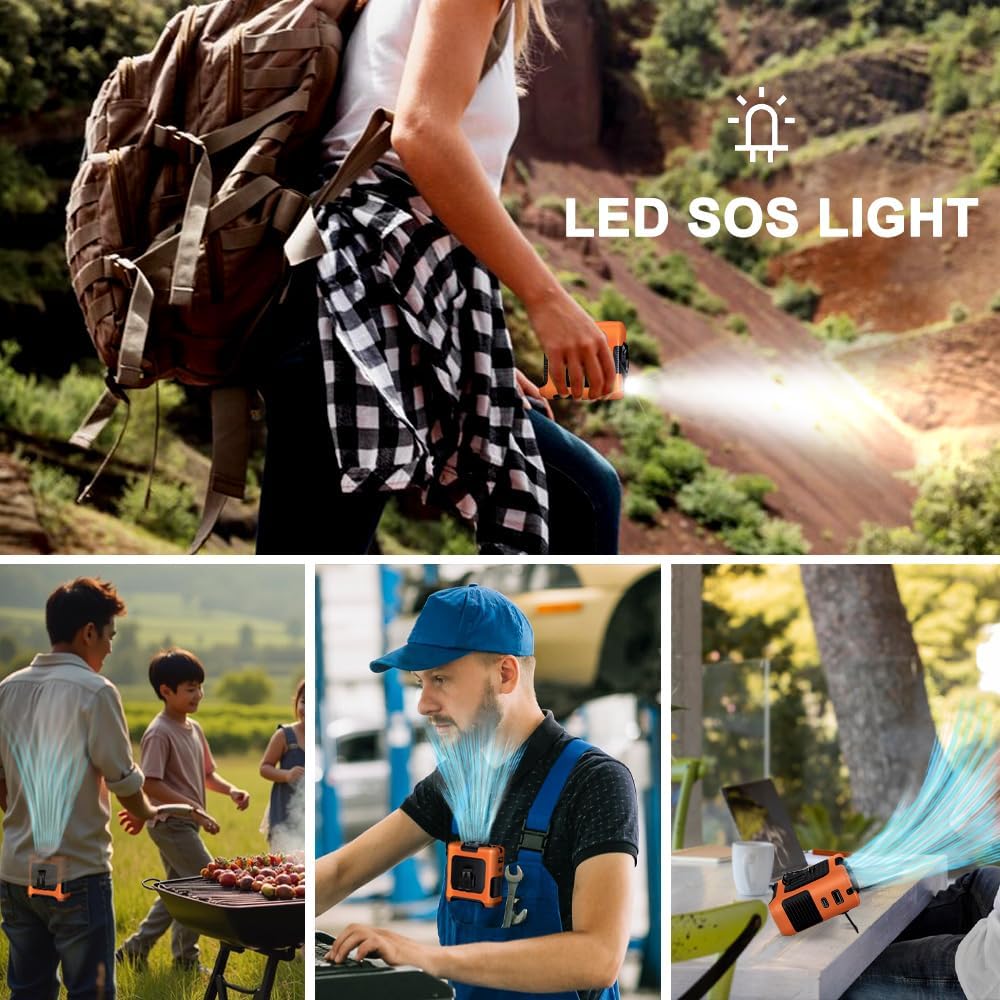 AINFTIME 2025 Portable Waist Clip Body Fan 10000mAh Personal Wearable 8-40H Powerful Outdoor (10000mAH / Green)