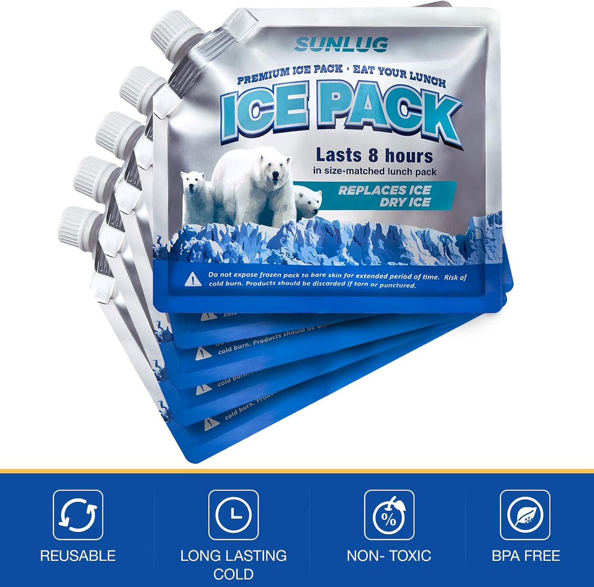 Cooler Ice Packs Reusable Ice Packs for Coolers Long Lasting Freezer Packs for Cooler Bag, Lunch Bags, Cooler Backpacks