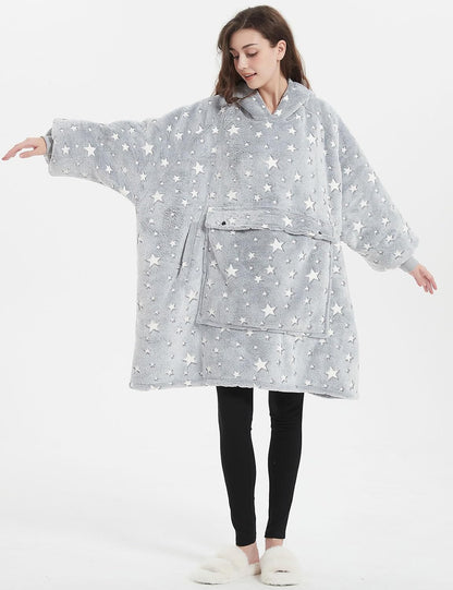 KFUBUO Wearable Blanket Hoodie for Adults Sherpa All Patterns Cat Oversized Sweatshirt Blanket with Pockets for Women