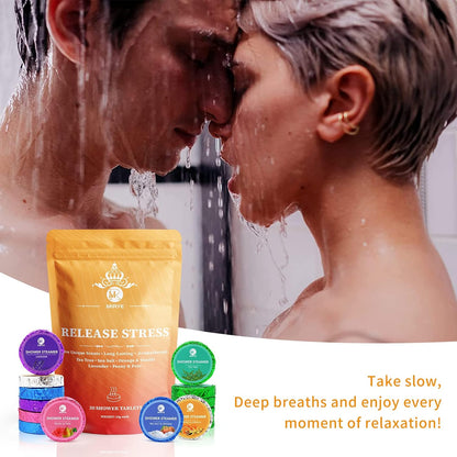 MR MIRYE Shower Steamers Aromatherapy - 20 Pack Shower Bombs Aromatherapy Birthday Gifts for Women, Organic Watermelon, Orange & Vanilla, Sea Salt & Orange, Rose, Tea Tree, Gift for Women
