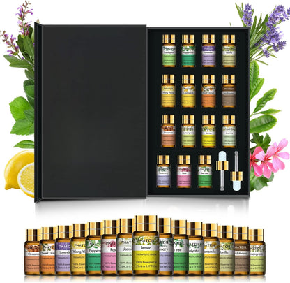 PHATOIL 15PCS Essential Oils Gift Set - Premium Quality 100% Natural Pure Essential Oils for Aromatherapy Diffuser Yoga Home Office Soap Candle Making- 5ml/Bottle