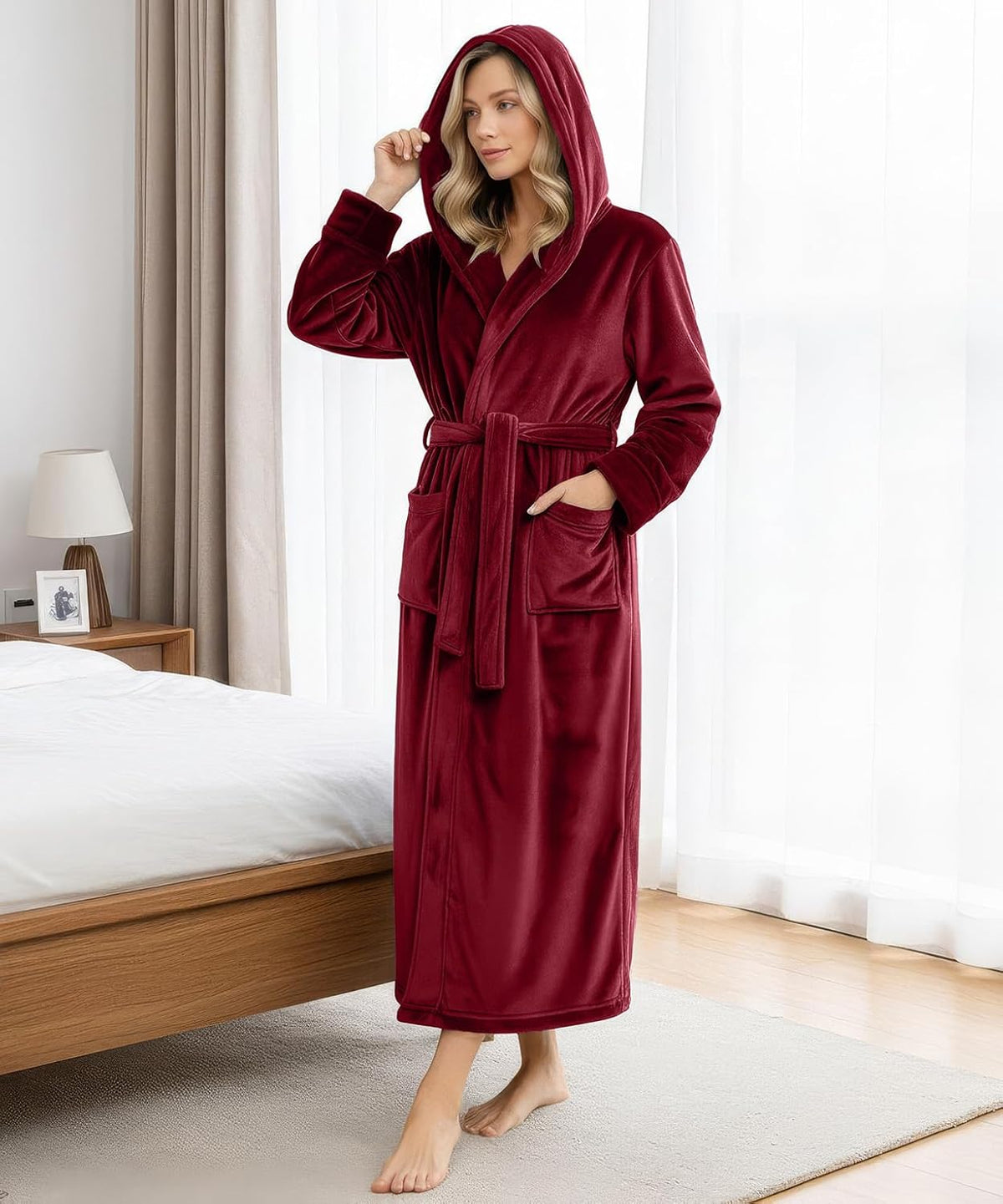 Premium Ultra Soft Robes for Women with Hood Plush Fleece Long Bathrobe