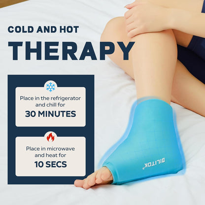 BILITOK Reusable Foot Ankle Ice Pack Wrap for Injuries, Cold Compression Therapy for Achilles Tendonitis, Plantar Fasciitis, Swelling, Sprained, Pain Relief (Black)