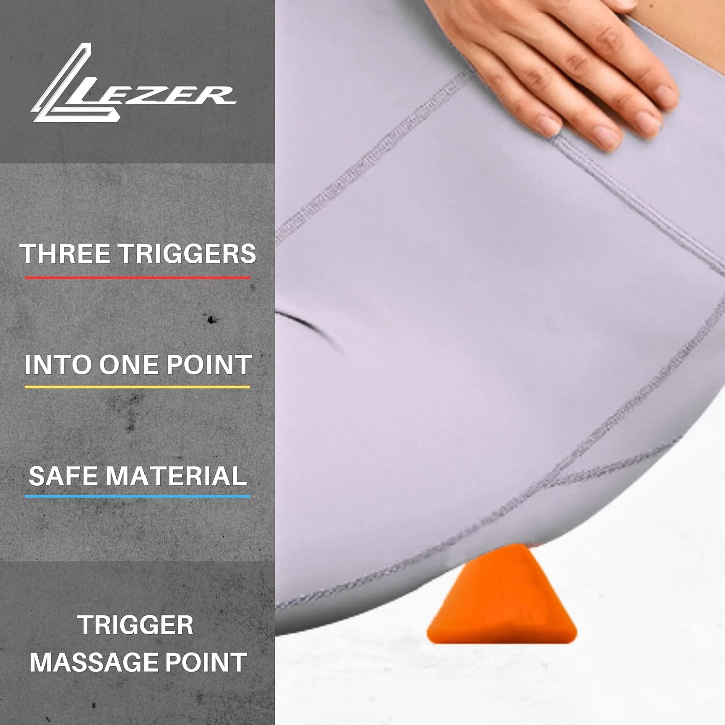 LEZER, Trigger Massage Point, Manual Massage Ball, Muscle Knots Relief Tool, Myofascial Release, Physical Therapy, Plantar Fasciitis, Set of 2 (Orange Trigger and Black Ball)