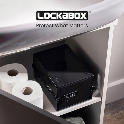 Lockabox Mini™ | Small Lock Box with Combination Lock (Half Letter Sized) | Mini Lockable Box for Small Medicines, Snacks & Mobile Phones | External Size 8.8 x 6.1 x 4.7 Inches (Crystal)