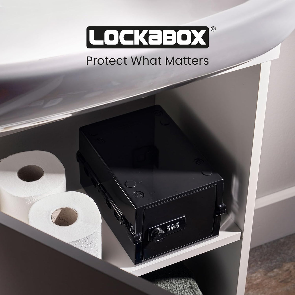 Lockabox Mini™ | Small Lock Box with Combination Lock (Half Letter Sized) | Mini Lockable Box for Small Medicines, Snacks & Mobile Phones | External Size 8.8 x 6.1 x 4.7 Inches (Crystal)