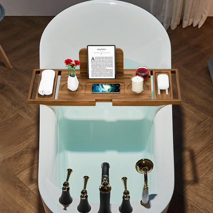Premium Bamboo Bathtub Tray Caddy - Bath Tub Tray Table for Bathtub - Bath Caddy Tray for Bathtub, Expandable Size, Fits Most Bath Tubs