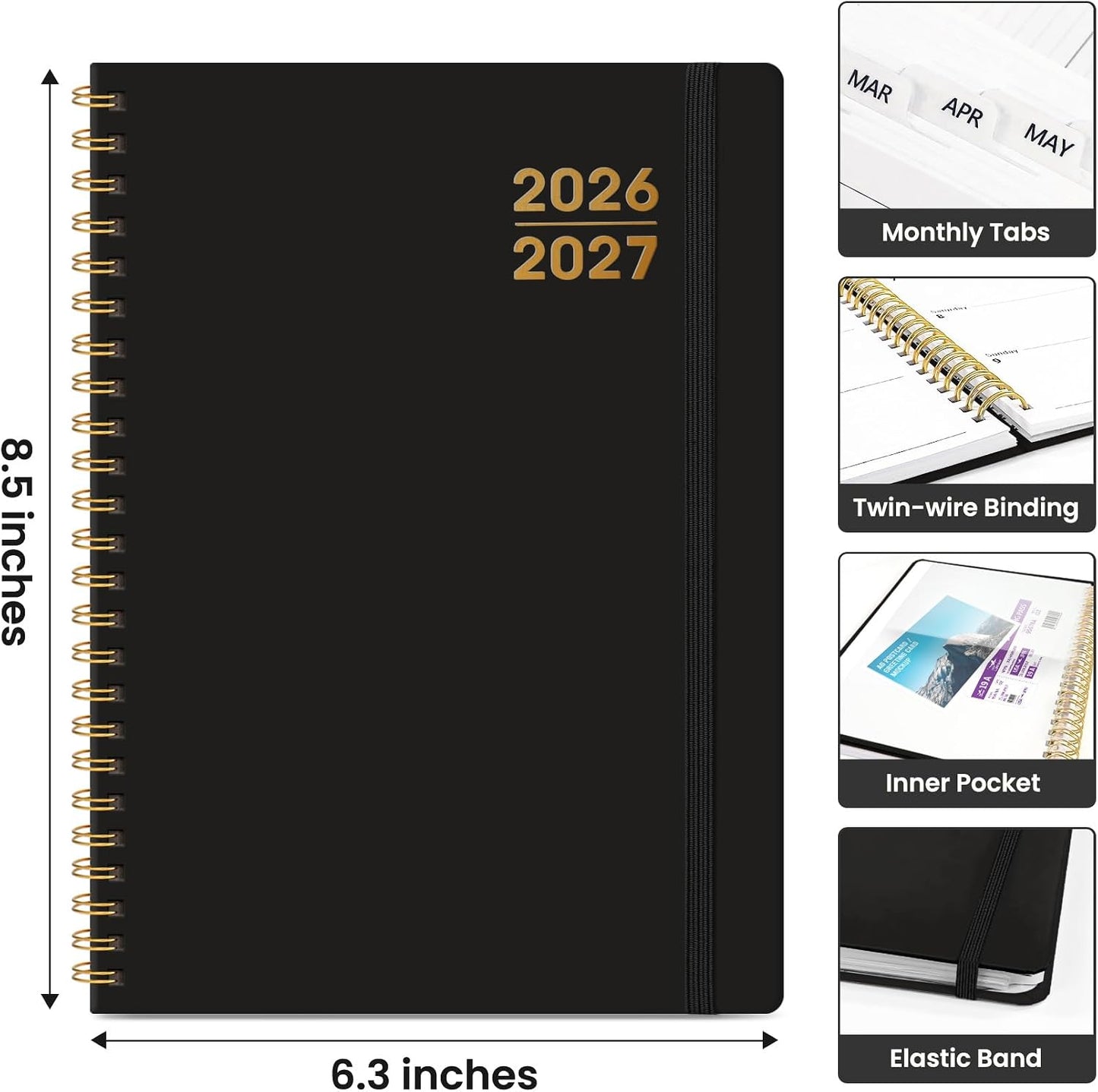 Planner 2026-2027 for Women & Men, Academic Monthly and Weekly Calendar Planner, Jul 2026 - Jun 2027, A5 (6.3" x 8.5"), Teacher Student Planning Book with Tabs, Ideal for Office School Supplies - Pink