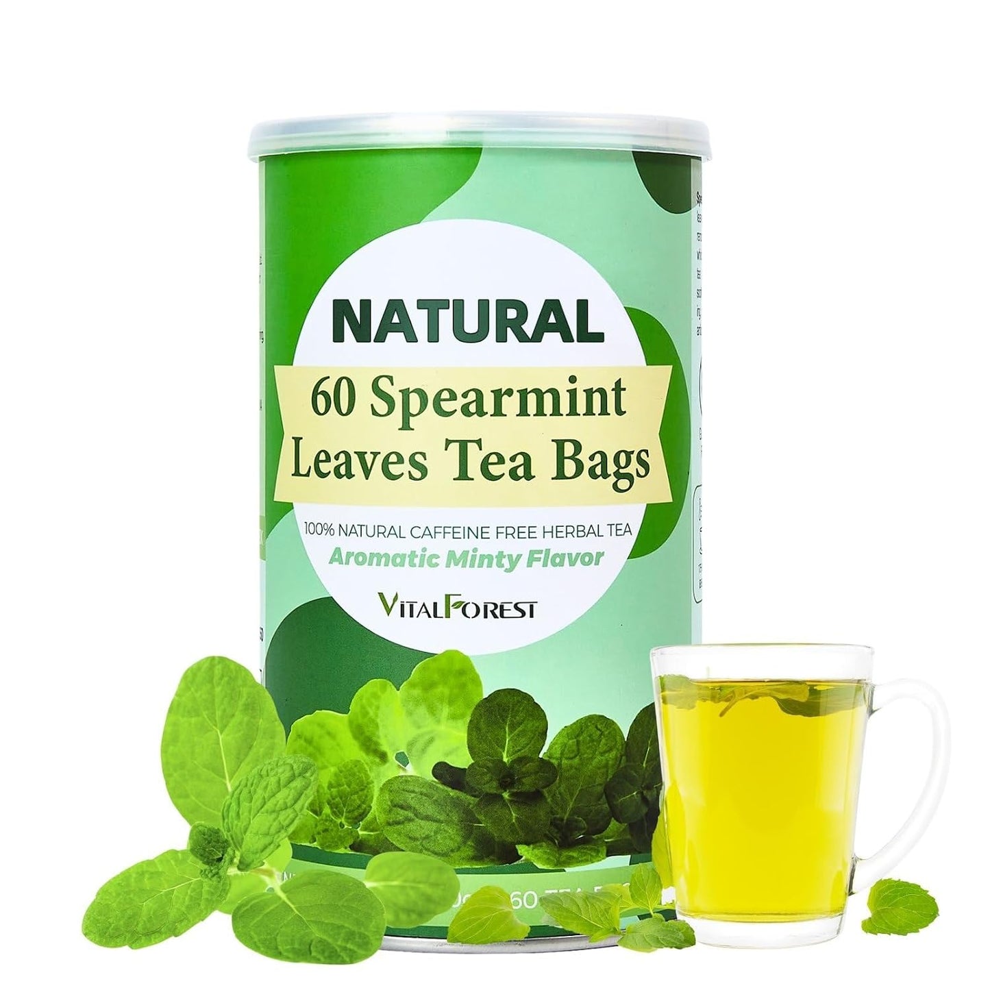 60 Lemon Balm Tea Bags - VitalForest Dried Lemon Balm Leaves Tea -1.5g/Bags, Calming Herb, Stress Relief & Sleep Support, Non-GMO, Caffeine-Free