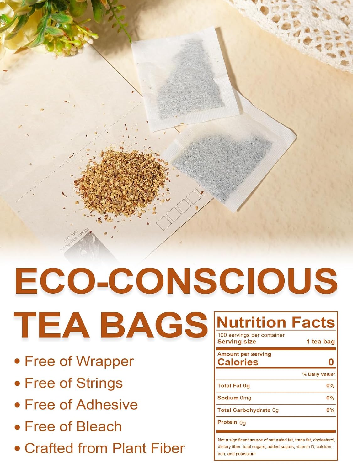 TeeLux Honey Ginger Tea Bags, Smooth & Spicy, Caffeine Free, 100 Count