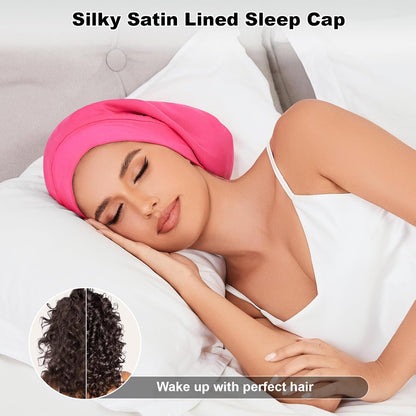 ZHENSILK Silk Bonnet for Sleeping Women, Adjustable Silky Satin Lined Sleep Cap, Silk Hair Wrap Slouch Beanie Hat