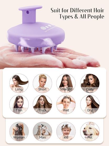HEETA Scalp Massager Hair Growth, Scalp Scrubber with Soft Bristles, Integrated Silicone Design, Exfoliator for Dandruff Removal & Relaxation, Shampoo Brush Fit Wet Dry Hair Use, Black