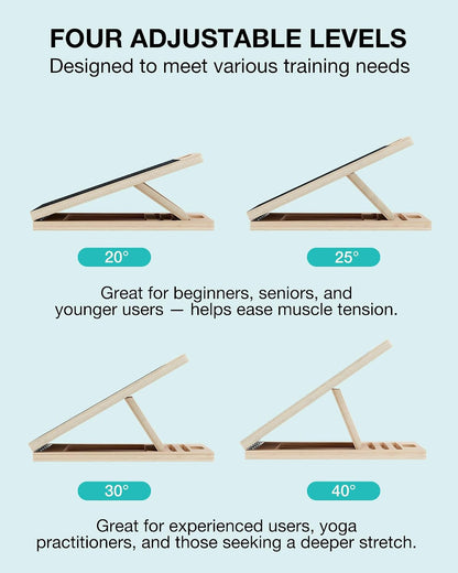 Slant Board for Calf-Stretching - Adjustable Wooden Incline Wedge for Squats and Balance, Portable Calf Stretcher for Ankle, Knee and Achilles Heel Support, Exercise Equipment for Therapy