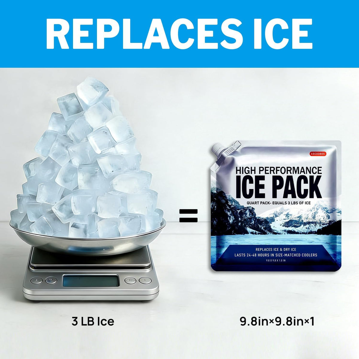 Reusable Ice Packs for Cooler Bag & Large Lunch Box, Long Lasting Gel Freezer Pack for Backpack, Heavy Duty Cold Packs for Camping, Travel, 3 Pack (9.8"x9.8")