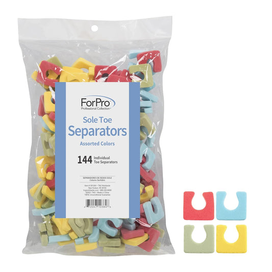 ForPro Sole Toe Separators - Black Luxurious Foam Separators - Individual Toe Separators for Pedicures â€“ 144-Count