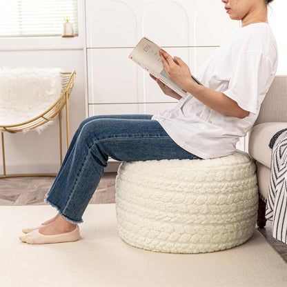 Round Pouf Ottoman 20 x 20 x 14 Inches Boho Poof Home Decor Floor Pouffe Ottoman Foot Rest for Couch Sofa Bean Bag Chairs Living Room Bedroom (Green)