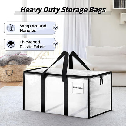 ukeetap Extra Large Clothes Storage Bins with Lids, Clear