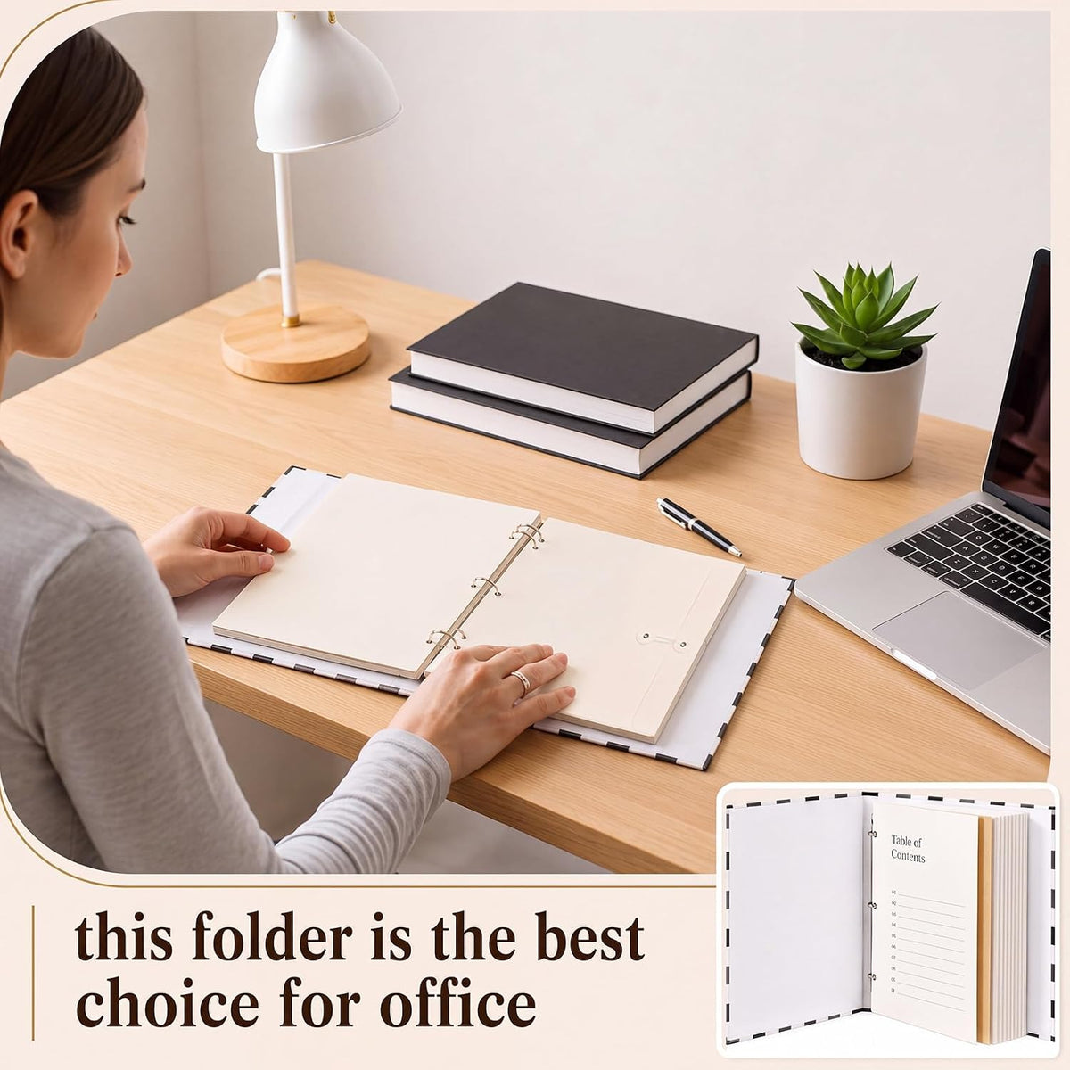 Important Document Organizer Folder Binder Checkered, Green