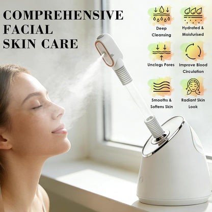 Pjordo Facial Steamer Spa Kit, Nano Ionic Face Steamer for Deep Cleaning Unclogs Pores, Warm Mist Humidifier Steamer for Face Home Sauna SPA, Self Care Gifts for Women