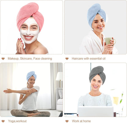 OEAGO Microfiber Hair Towel for Women: Gifts for Teen Girls Kids Girlfriends Wife Stocking Stuffers for Women Drying Wrap Towels for Curly Hair Head Accessories 3 Pacs Anti Frizz