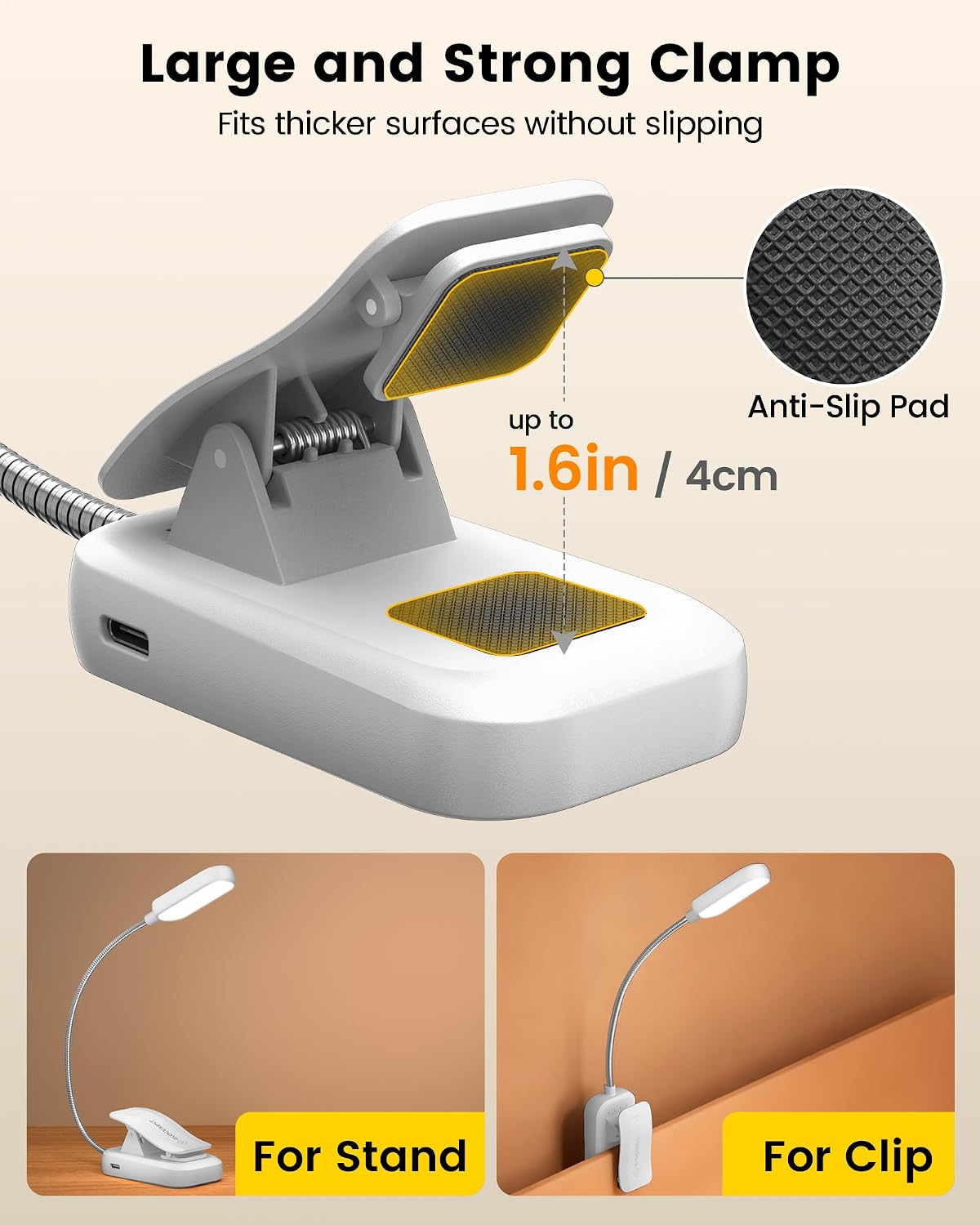 Glocusent 20 LED Reading Lights for Books in Bed, Eye Caring Reading Light, 5 Colors & 5 Brightness 3–100LM Dimmable, 1200mAh Rechargeable Book Light to 90H, Lightweight Clip on Light for Book Lovers